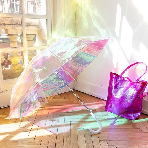 [LE-0903] Parapluie adulte transparent à reflets irisés Jolie Saison