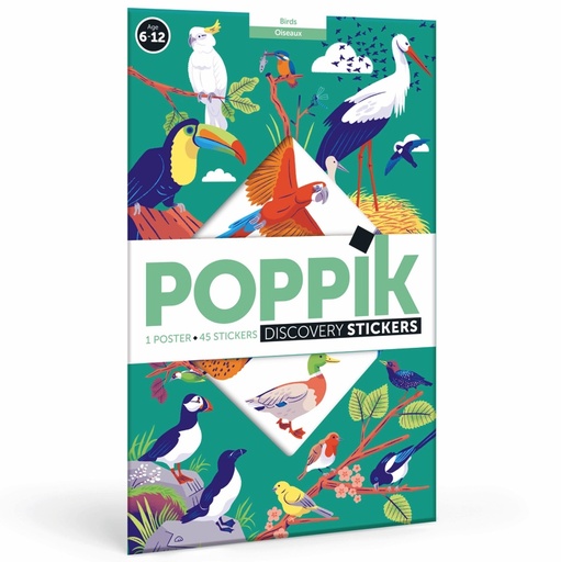 [PO-1491] Poster 45 stickers repositionnables Oiseaux Poppik