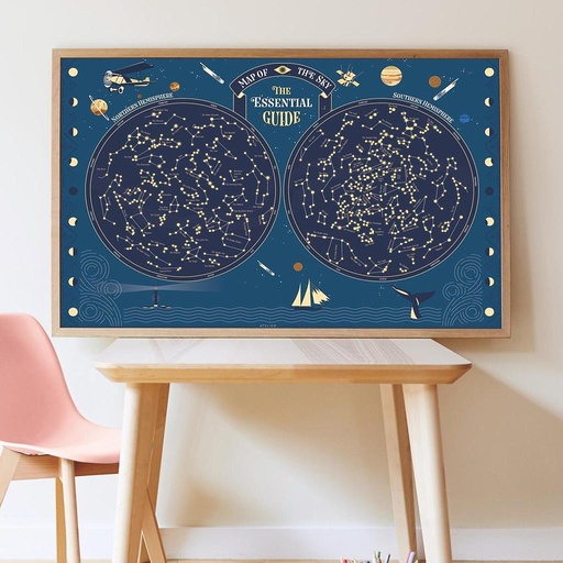 [PO-0494] Poster en stickers - Carte du Ciel phosphorescente