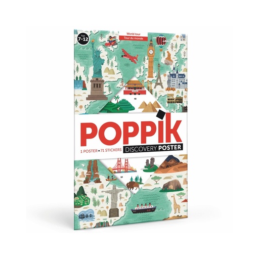 [PO-1675] Poster à stickers Tour du monde Poppik
