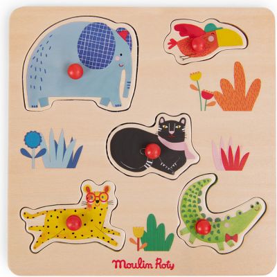 [MO-1042] Puzzle encastrable 5 animaux Les Toupitis Moulin Roty