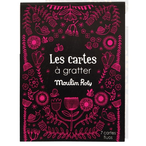 [MO-2433] 7 Cartes à gratter fluos rose Moulin Roty