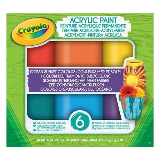 [CR-0107] Peinture Acrylique couleur mer et soleil - 6 pots 