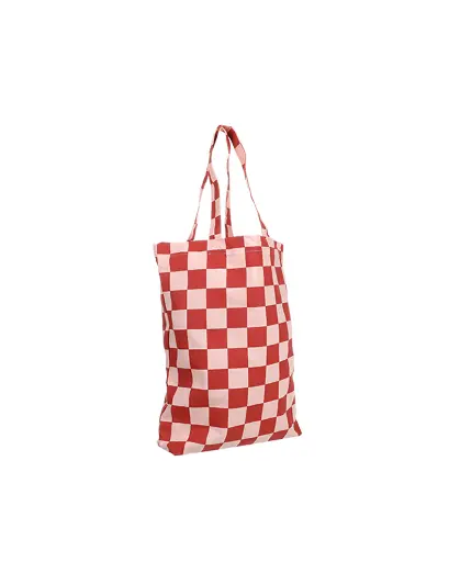 Cotton Bag Checkerboard ginger + faded pink  Totebag 