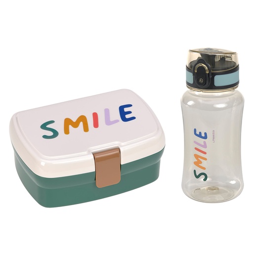 [LA-0501] Boite à tartines & gourde Little Gang Smile Milky Vert Océan