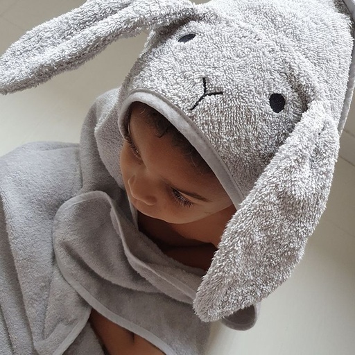 [LI-9796] Augusta Hooded Towel Rabbit Dumbo Grey - Essuie Liewood
