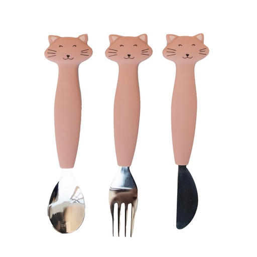 [TR-4540] Couverts 3 pièces en silicone Mrs Cat Trixie