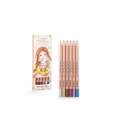 [MO-6074] 6 crayons métallisés Les Rosalies Moulin Roty  