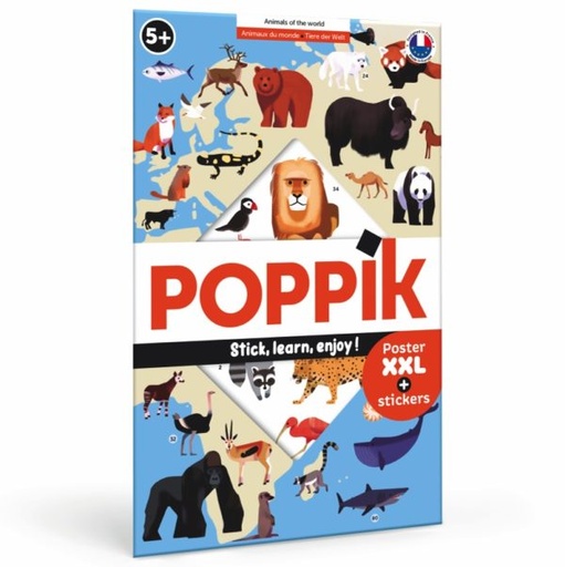 [PO-0517] Poster en stickers Animaux du Monde - Poppik 