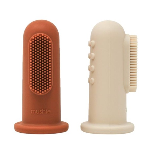 [MU-0185] Mushie Finger Toothbrush - Shifting Sand + Clay