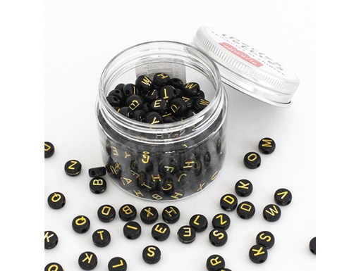 [PE-5384] Pot Perles Lettres à fond noir