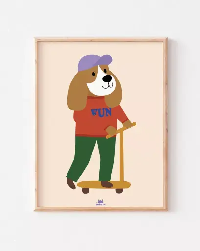 Affiche A3 Chien Trottinette Ma Petite Vie