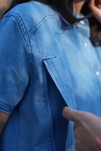 [TA-3807] Robe-Chemise d'allaitement en jeans Mom'Made Taille S Tajinebanane