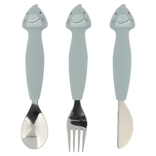 [TR-4595] Set de couverts en silicone 3pcs - Mr. Shark