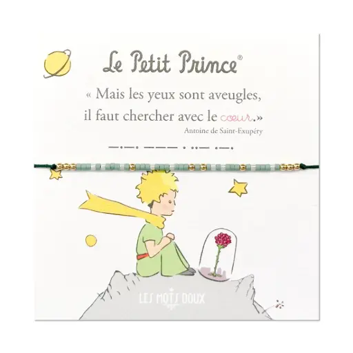 Bracelet Le Petit Prince Coeur vert Les Mots Doux