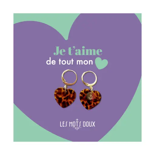 Boucles d'oreilles Coeurs Acétate Ecailles de tortue Les Mots Doux