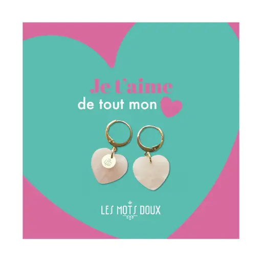 Boucles d'oreilles Coeurs Acetate Rose Les Mots Doux