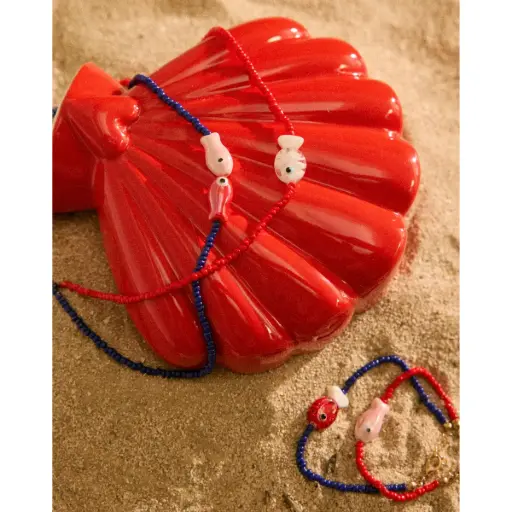 [LE-1877] Collier Perles Trouvilles Rouge