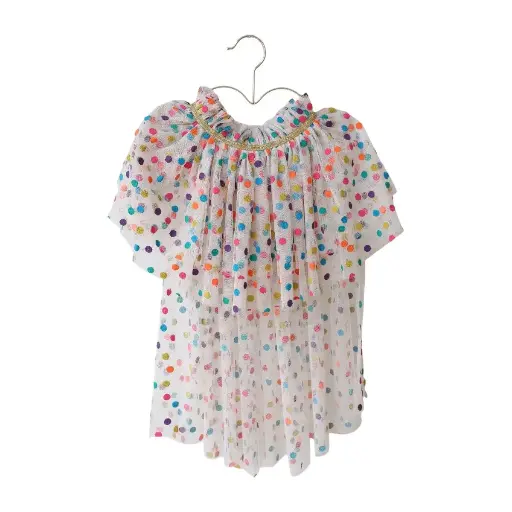 [PE-1953] Jupe tutu avec traîne à pois multicolores 