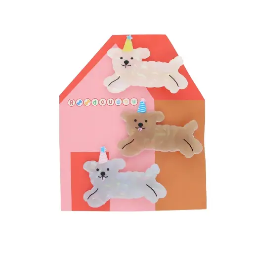 [PE-9911] Lot de 3 barrettes cheveux enfant chiens
