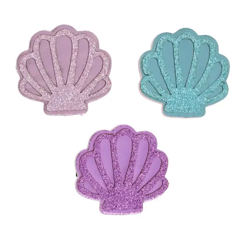 [PE-3254] Lot de 3 barrettes coquillages à paillettes 