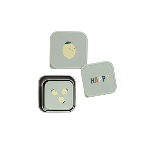 [LA-2572] Lot de 3 boites à snack Inox Happy Fruits Citron
