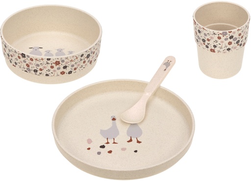 [LA-0066] Coffret repas Tiny Farmer mouton/oie nature Lässig