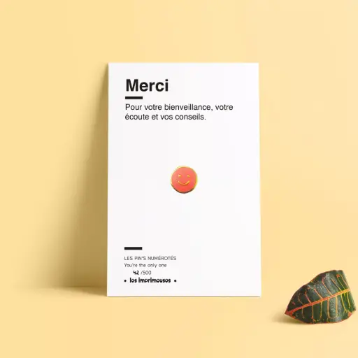 Pin's Merci Smiley Spécial fin d'année scolaire