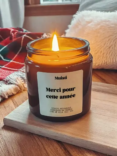 Bougie Merci pour cette année 95 gr Musc blanc