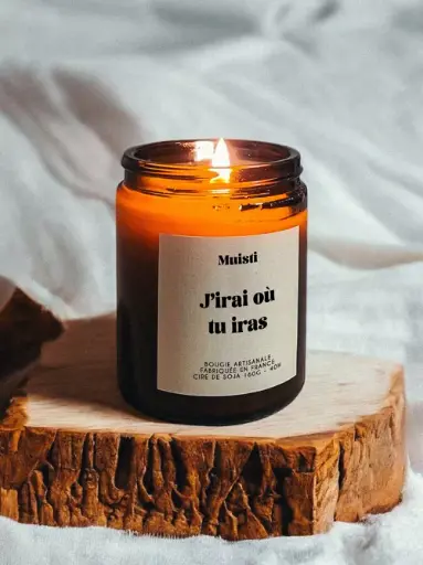 Bougie J'irai où tu iras 160 gr Musc Blanc