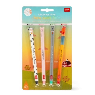 [LE-6592] Set de 4 bics effaçables Ferme Legami
