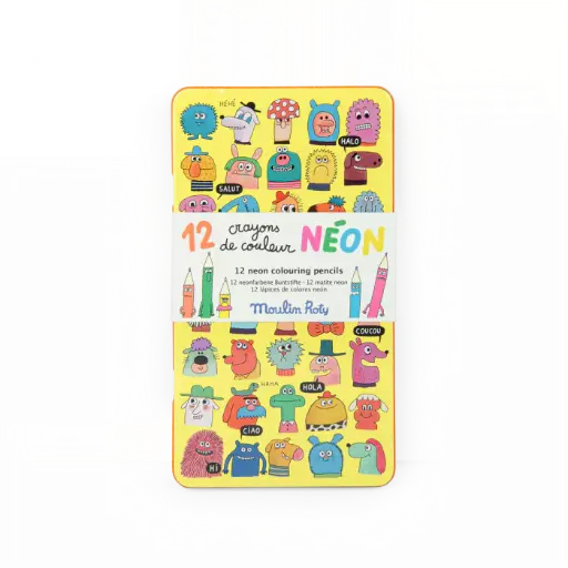 [MO-6085] 12 crayons de couleur néon Les Schmouks Moulin Roty