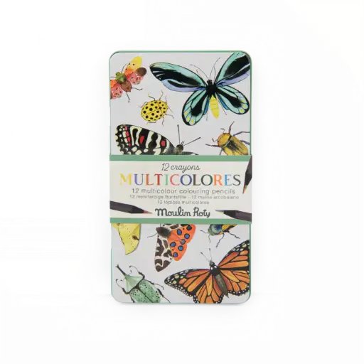 [MO-1018] 12 crayons de couleur multicolores Tout autour du monde