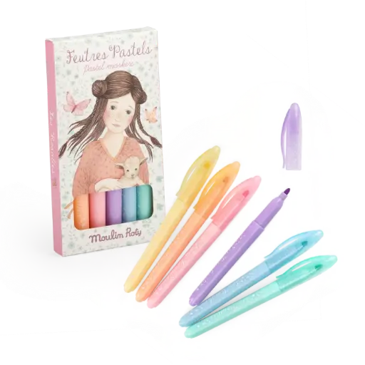 [MO-6142] 6 feutres pastels Les Rosalies Moulin Roly