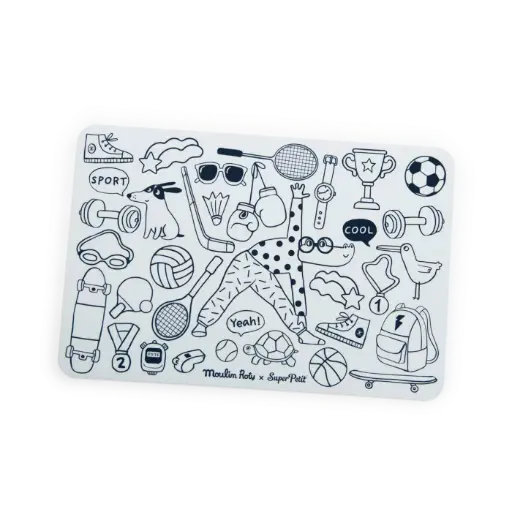 [MO-3681] Mini set en silicone à colorier + 4 crayons Les Loufoques
