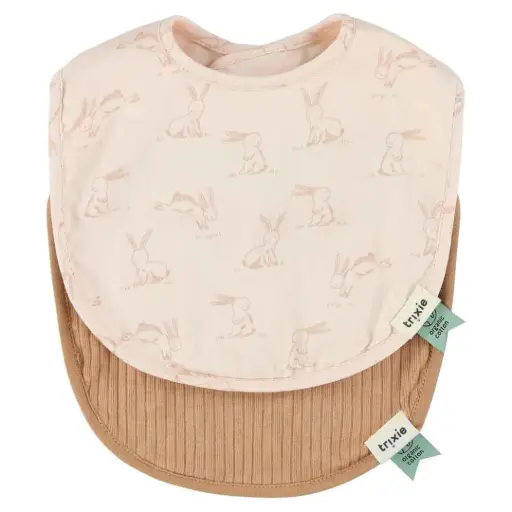 [TR-0201] Bavoir nouveau-né en tissus Rosy Rabbit (2 pcs.) Trixie