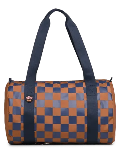 [CA-8065] Sac Polochon à Carreaux ocre et marine