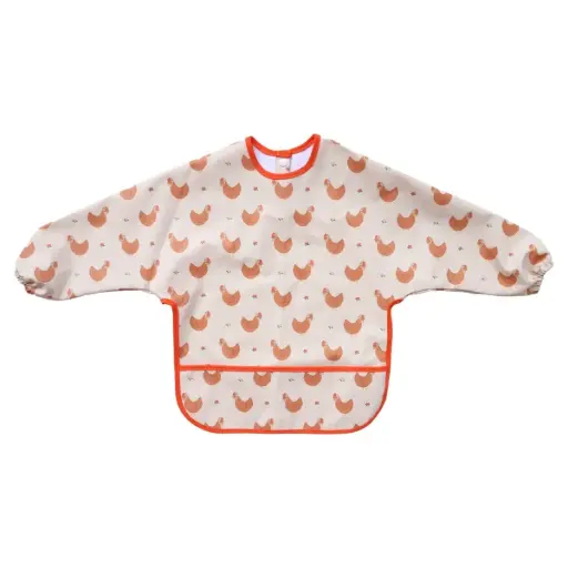 [PE-1168] Bavoir tablier manches longues 1-3 ans - La petite poule rousse