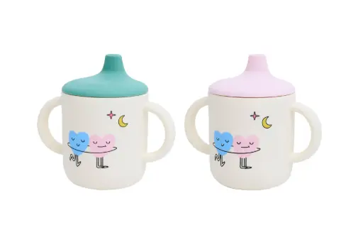 [CO-4833] Gobelet à anses Dancing Heart Vert/Rose