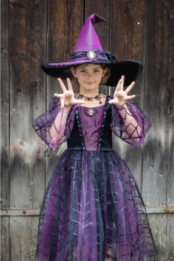 [GR-3933] Robe de sorcière araignée avec chapeau, 3-4 ans