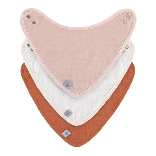 [LA-7683] Bandanas bavoirs mousseline/éponge (3 pcs)