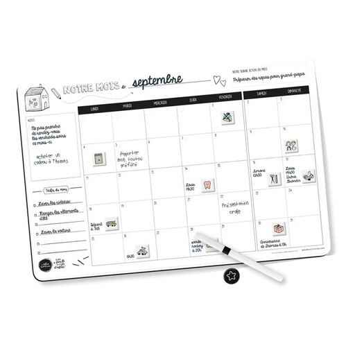 [LE-1612] Planificateur familial mensuel aimanté
