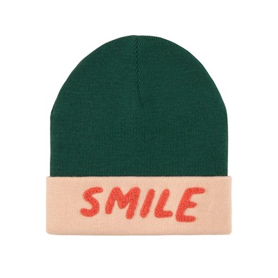 [LA-7845] Bonnet en laine mérinos Little Gang Smile vert/rose, 1-3 ans (48-52)