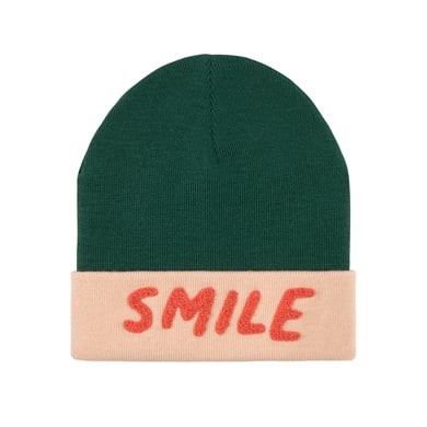[LI-7937] Merino Beanie - Bonnet, Little Gang Smile vert océan rose clair 3-6 ans