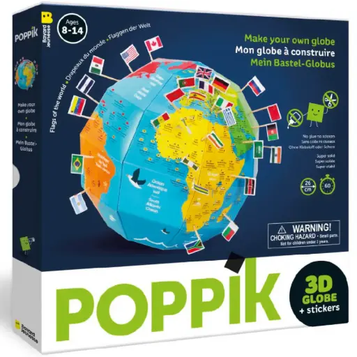 [PO-2887] Globe à construire Drapeaux Poppik
