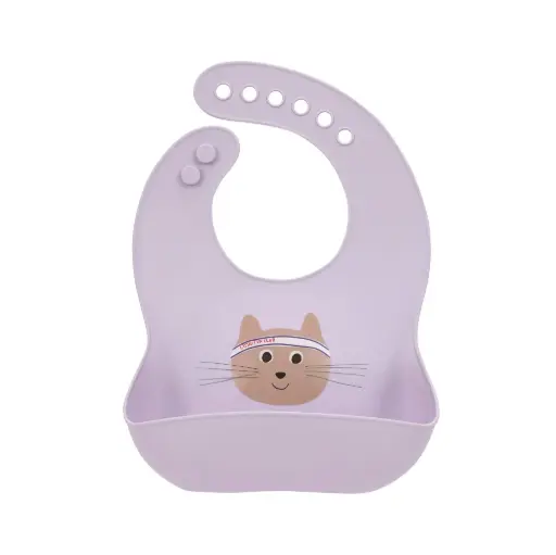 [LA-3218] Bavoir en silicone Tiny Team, Chat Lässig