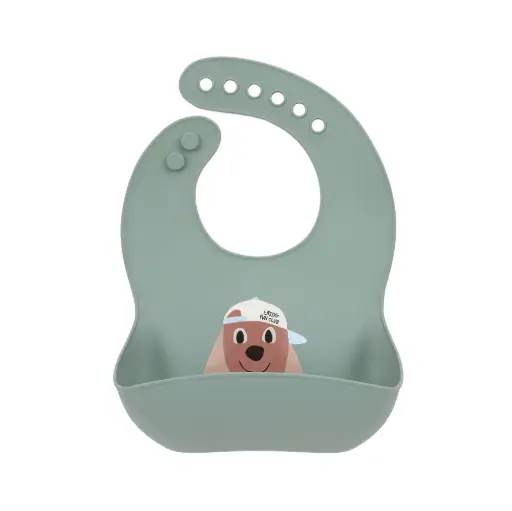 [LA-3225] Bavoir en silicone Tiny Team, Chien Lässig