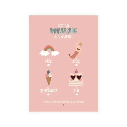 [MA-3624] Carte anniversaire Sirène à cocher Madame Grizzly 