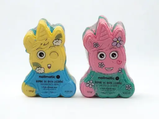 [NA-7896] Bombe de bain licorne bleue et jaune 