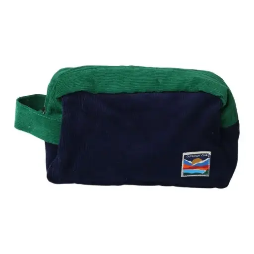 [PE-2507] Trousse de toilette en velours bleu et vert